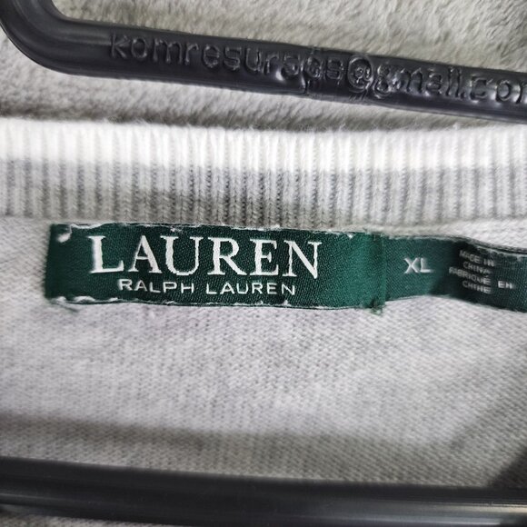 Girls Grey Ralph Lauren Pullover Sweater Cashmere Monogram Youth Size XL - Picture 6 of 10